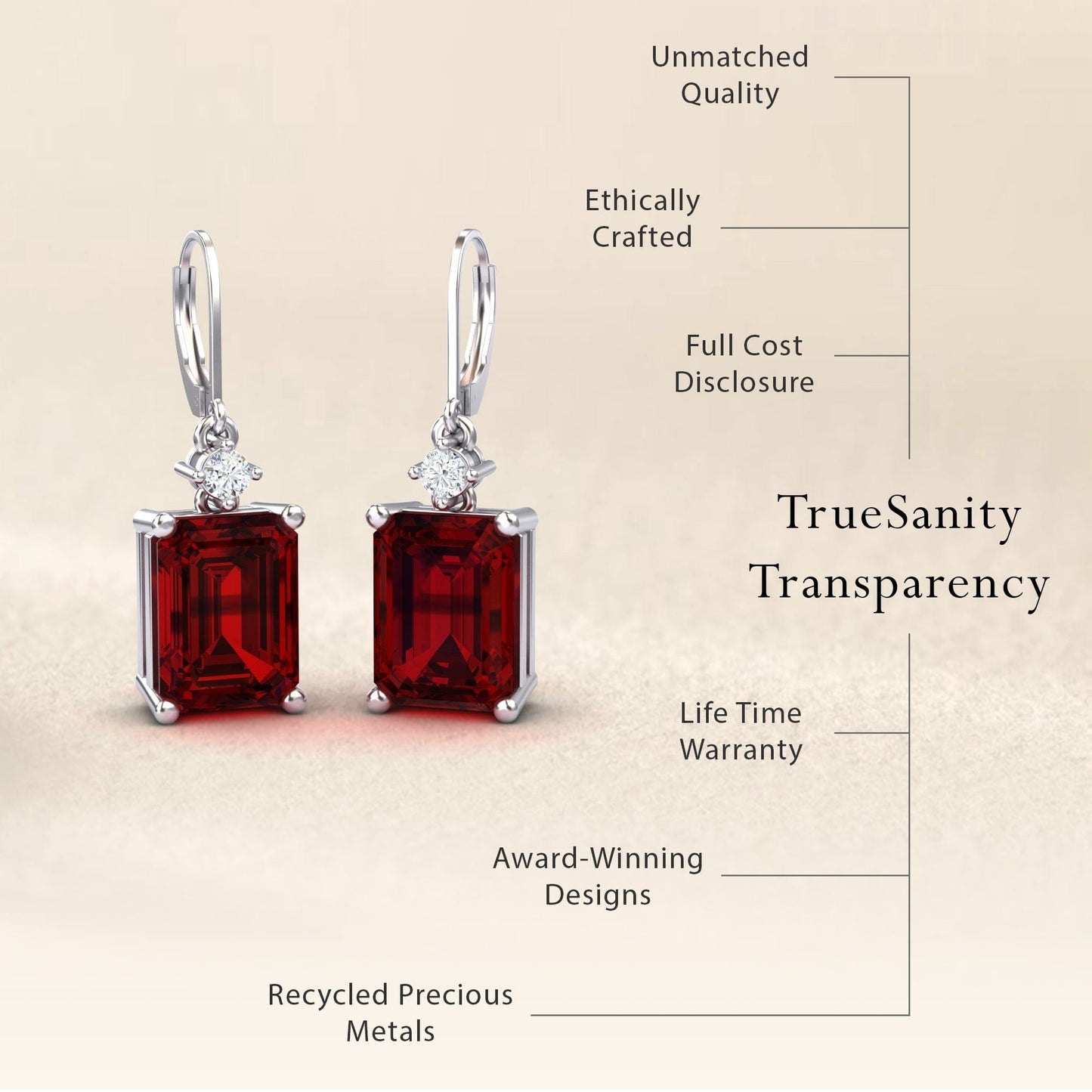 Garnet & Diamond Drop Earrings - Varsha