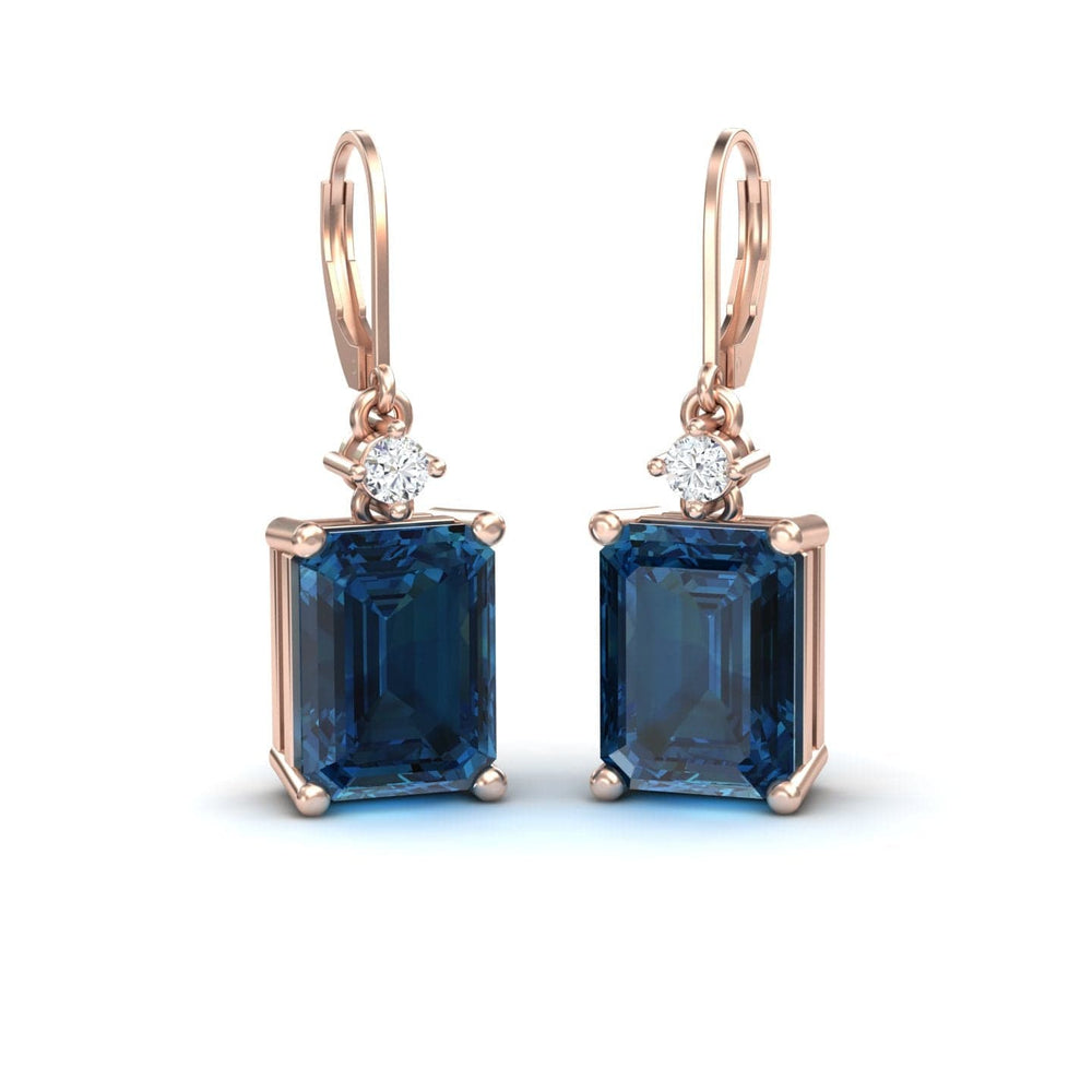 London Blue Topaz & Diamond Drop Earrings - Varsha
