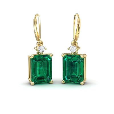 Lab Grown Emerald & Diamond Drop Earrings