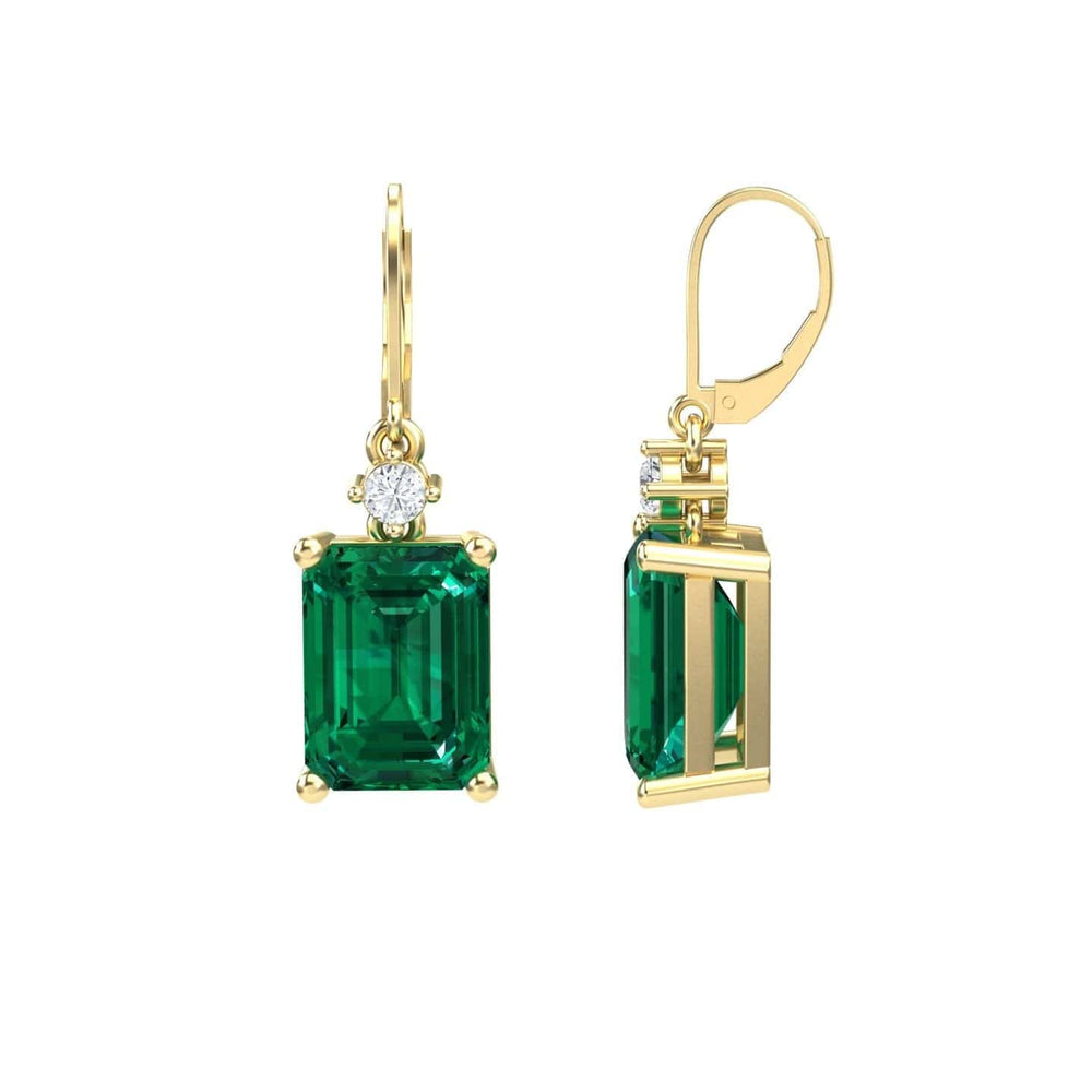 Lab Grown Emerald & Diamond Drop Earrings - Varsha