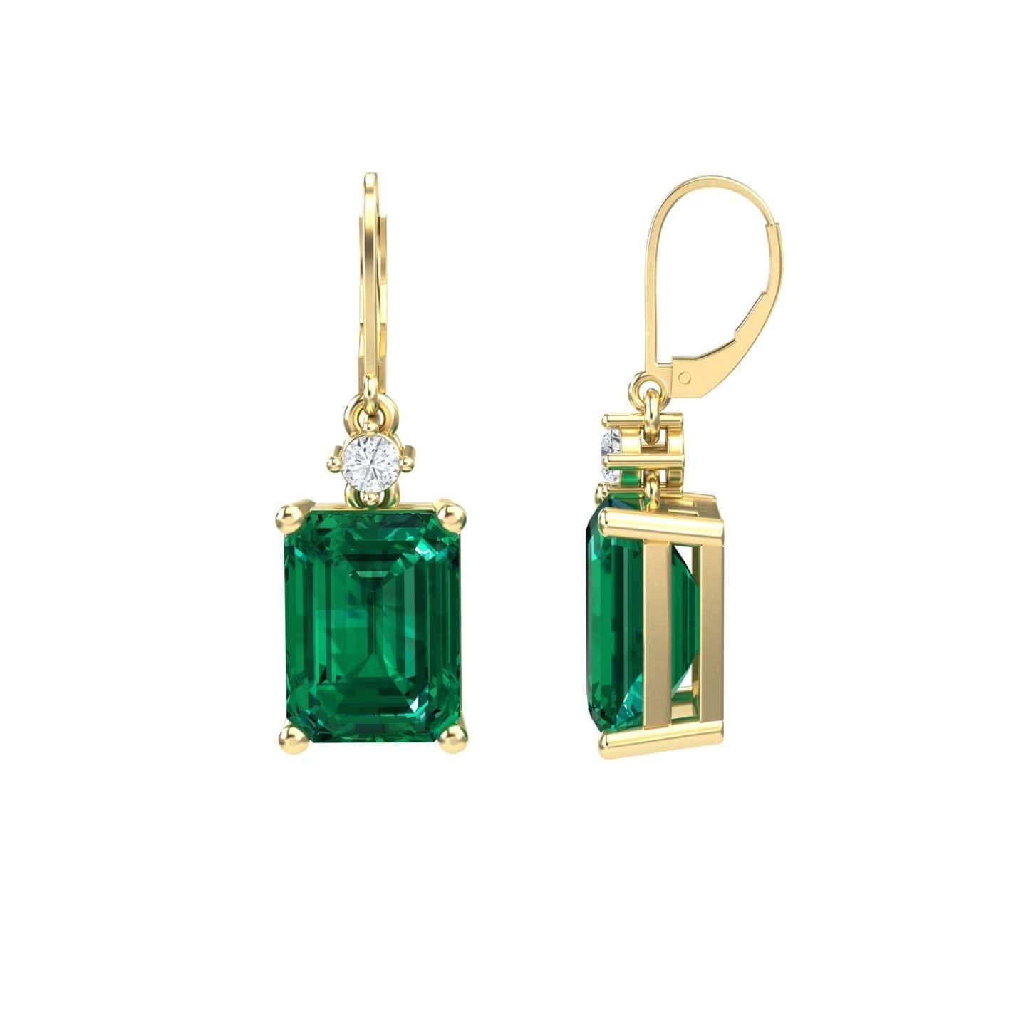 Lab Grown Emerald & Diamond Drop Earrings - Varsha