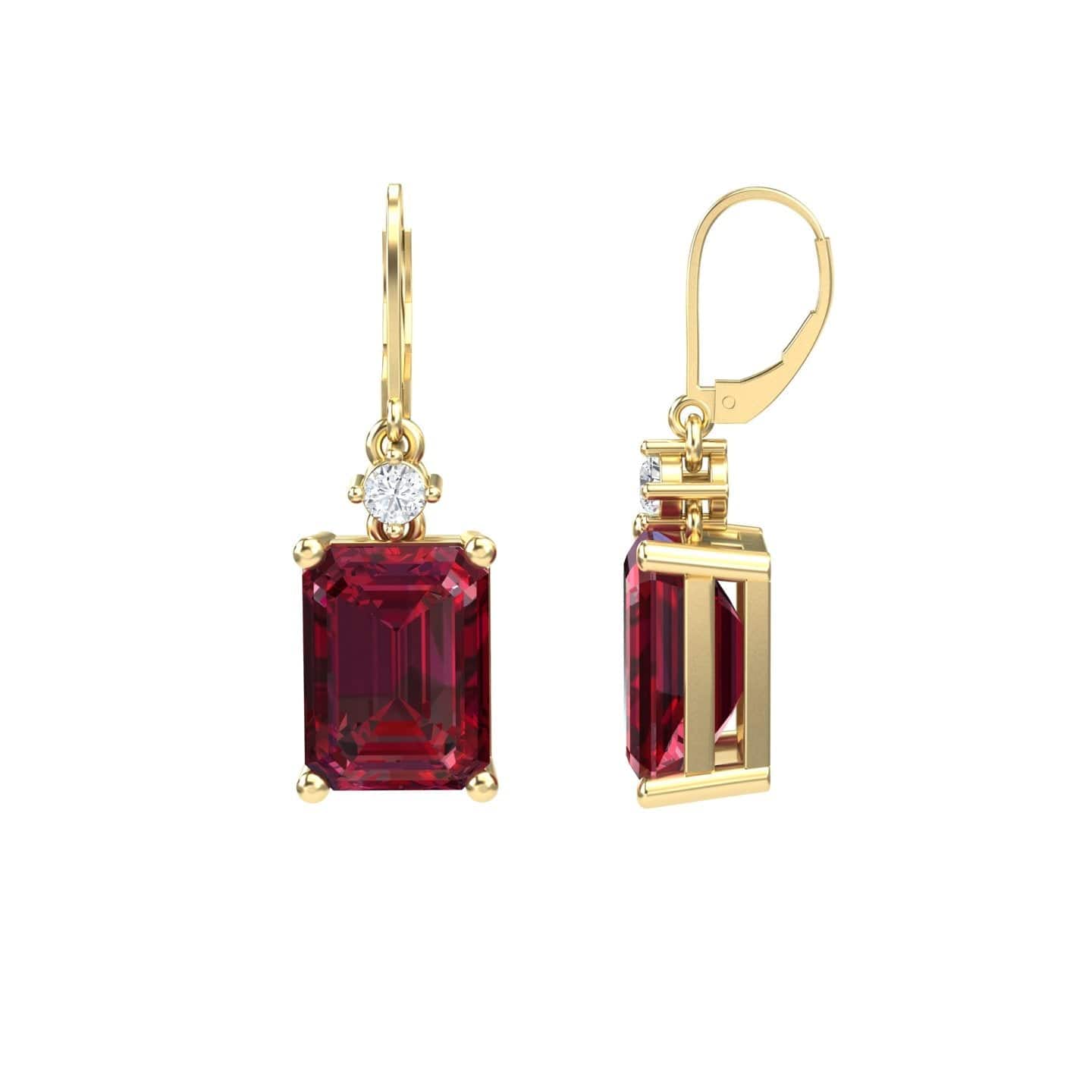 Lab Grown Ruby & Diamond Drop Earrings - Varsha
