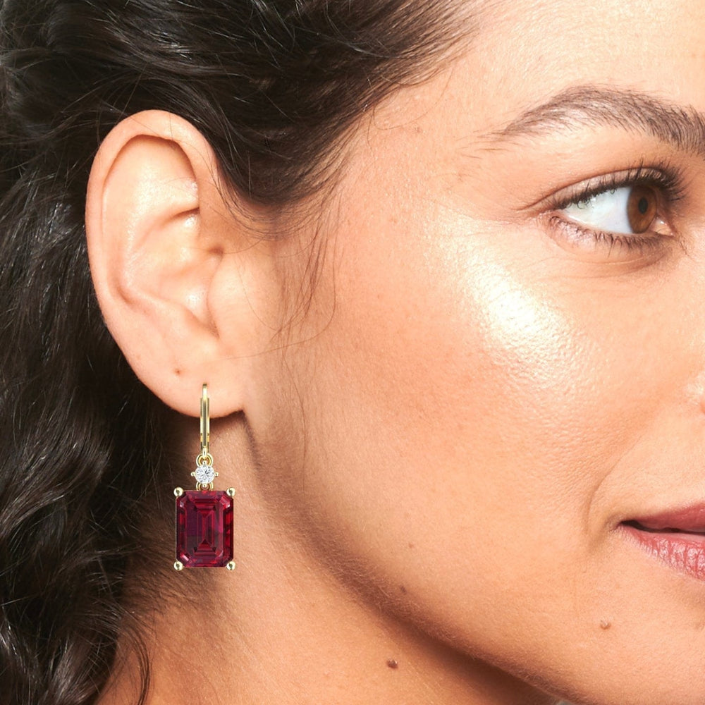 Lab Grown Ruby & Diamond Drop Earrings - Varsha