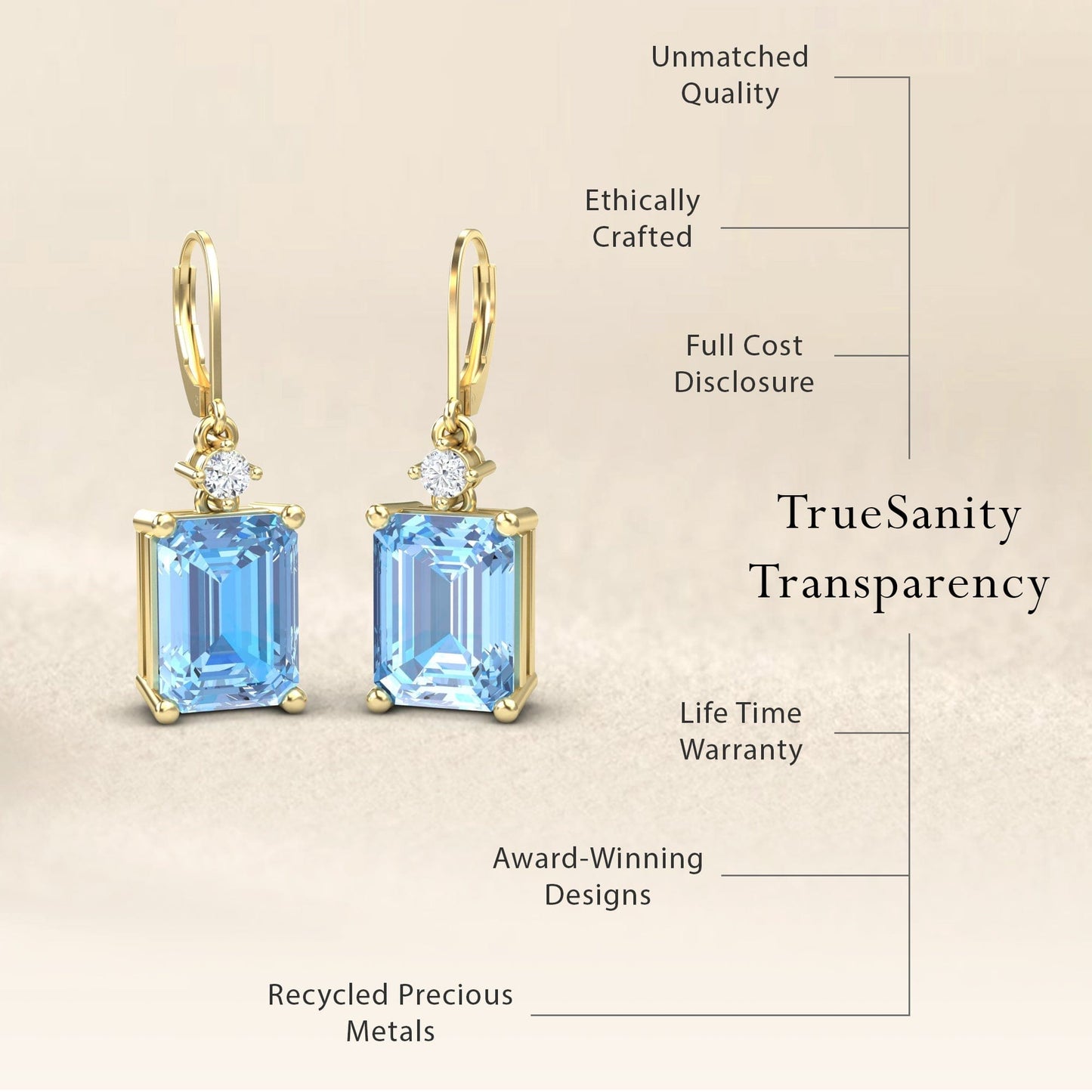 Swiss Blue Topaz & Diamond Drop Earrings - Varsha
