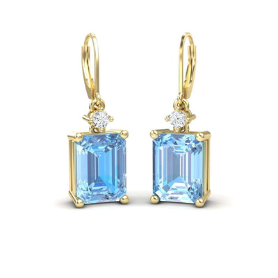 Swiss Blue Topaz & Diamond Drop Earrings