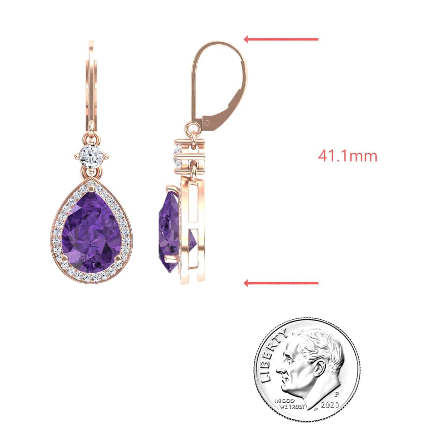 Amethyst & Diamond Halo Halo Earrings - Ana