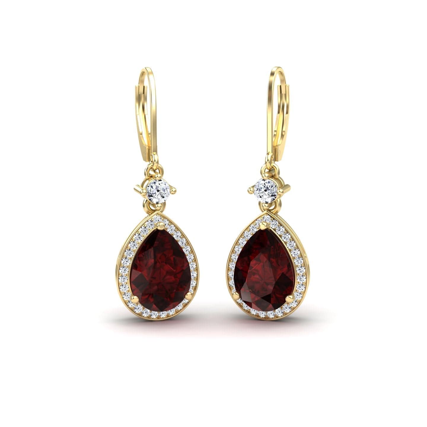 Garnet & Diamond Halo Earrings - Ana