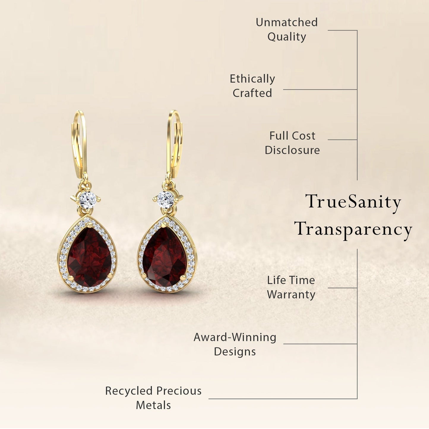 Garnet & Diamond Halo Earrings - Ana