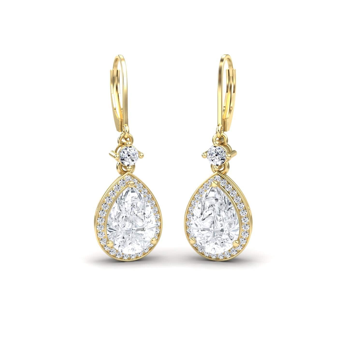 Lab Grown Moissanite & Diamond Halo Earrings - Ana