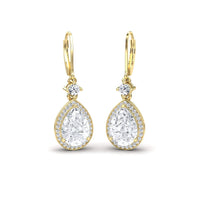 Lab Grown Moissanite & Diamond Halo Earrings - Ana