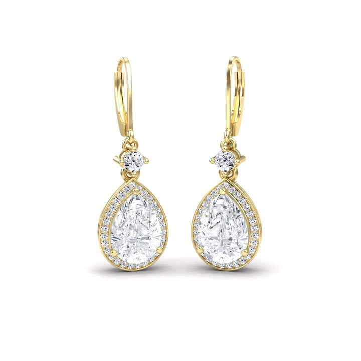 Lab Grown Moissanite & Diamond Halo Earrings - Ana