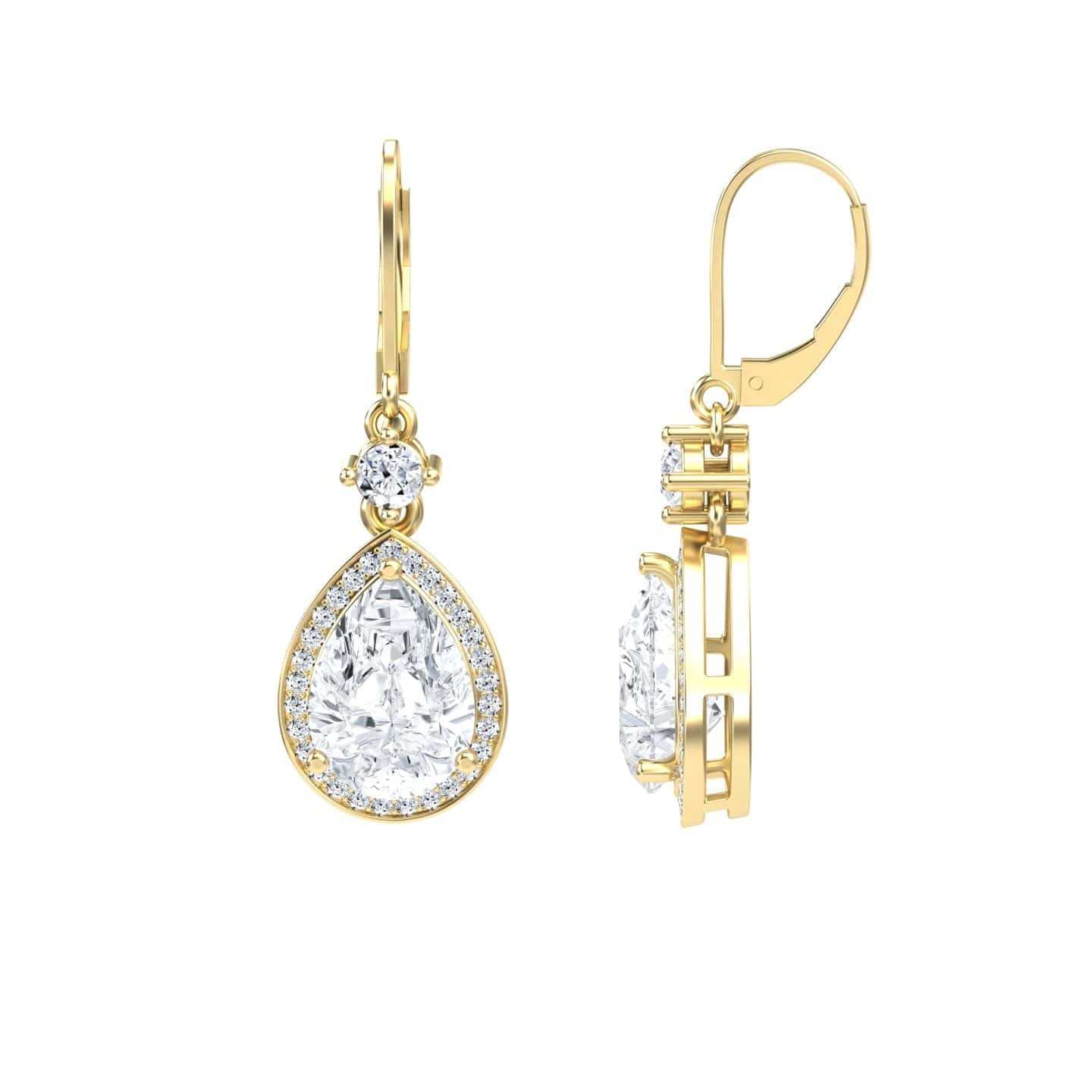 Lab Grown Moissanite & Diamond Halo Earrings - Ana