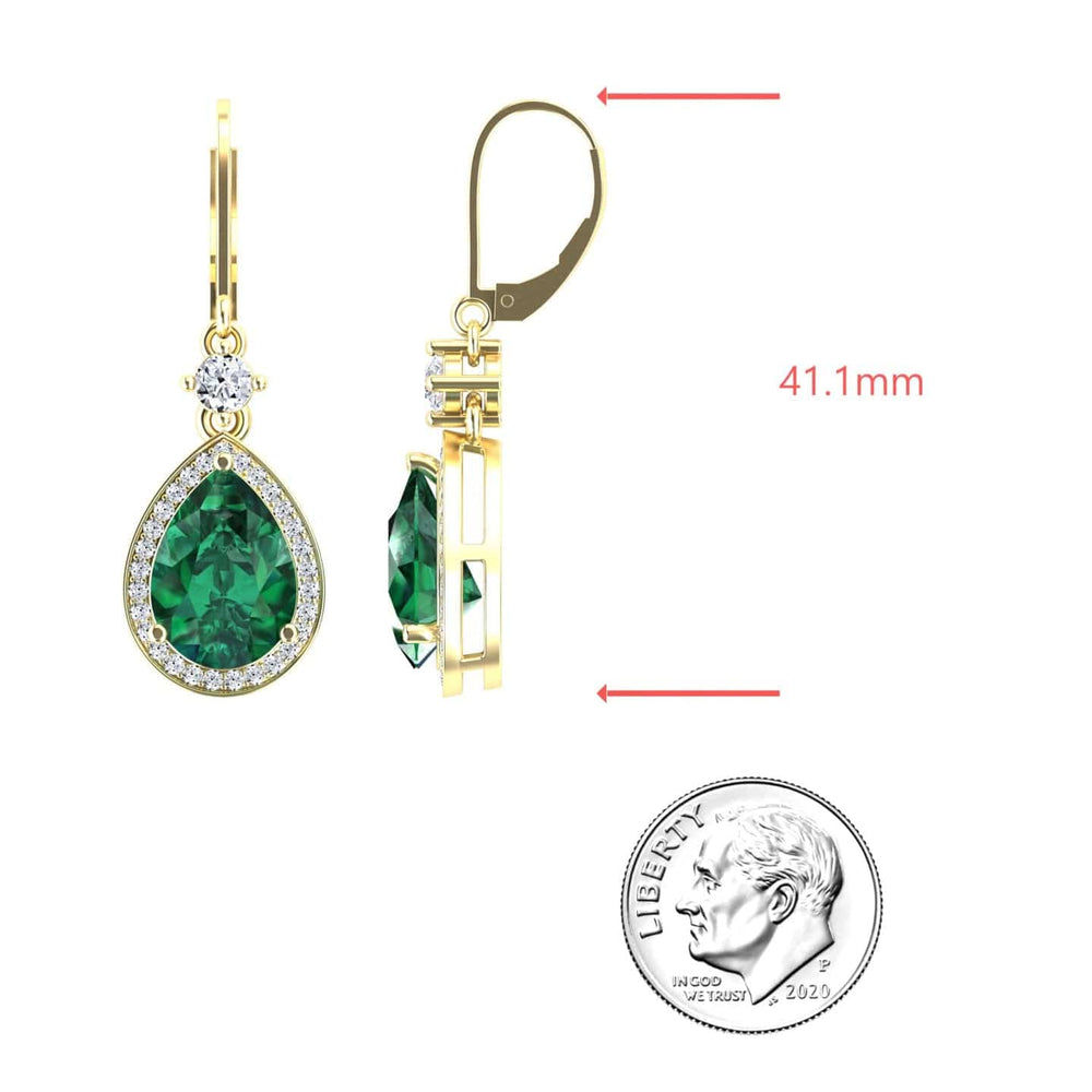 Lab Grown Emerald & Diamond Halo Earrings - Ana