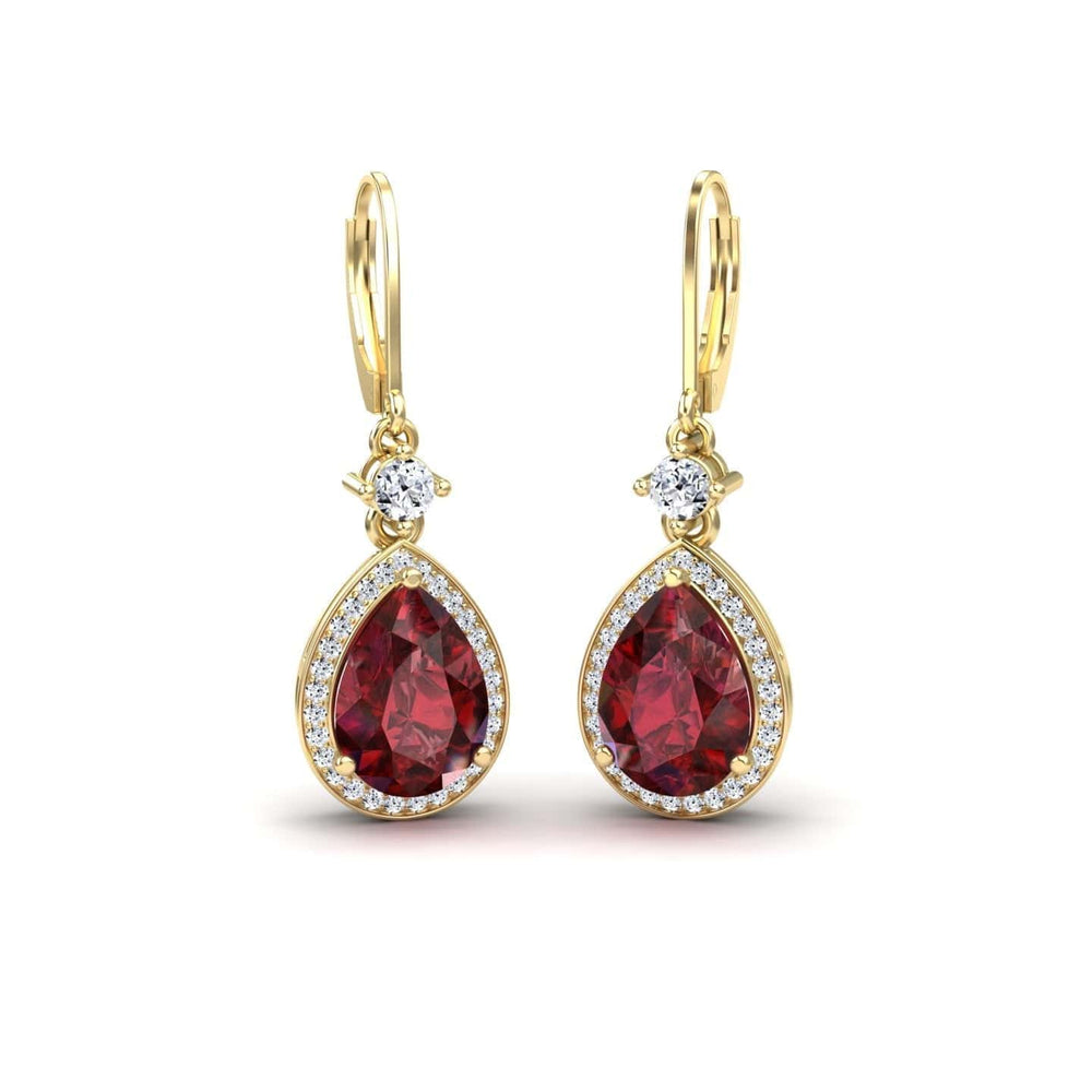 Lab Grown Ruby & Diamond Halo Earring - Ana