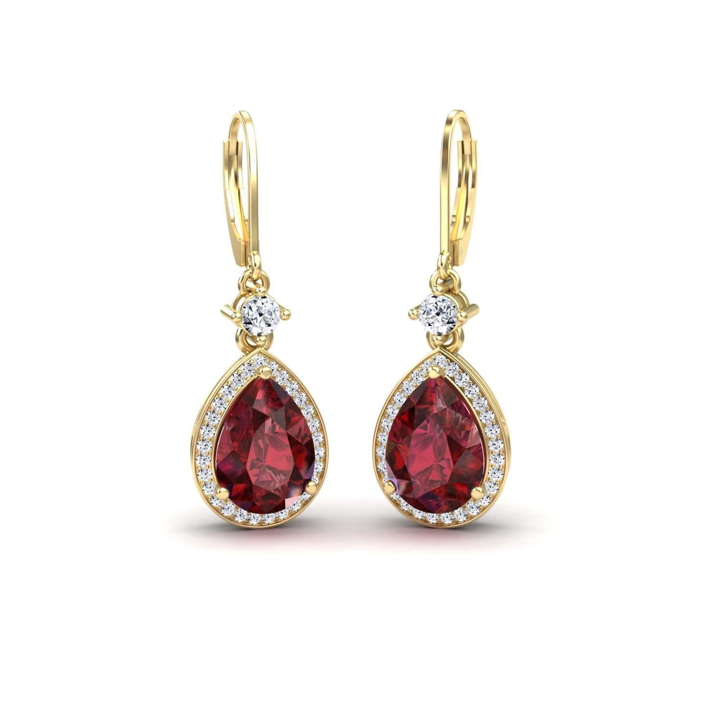 Lab Grown Ruby & Diamond Halo Earring - Ana