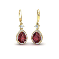 Lab Grown Ruby & Diamond Halo Earring - Ana