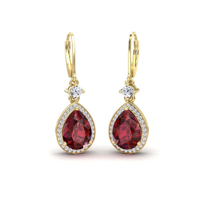 Lab Grown Ruby & Diamond Halo Earring