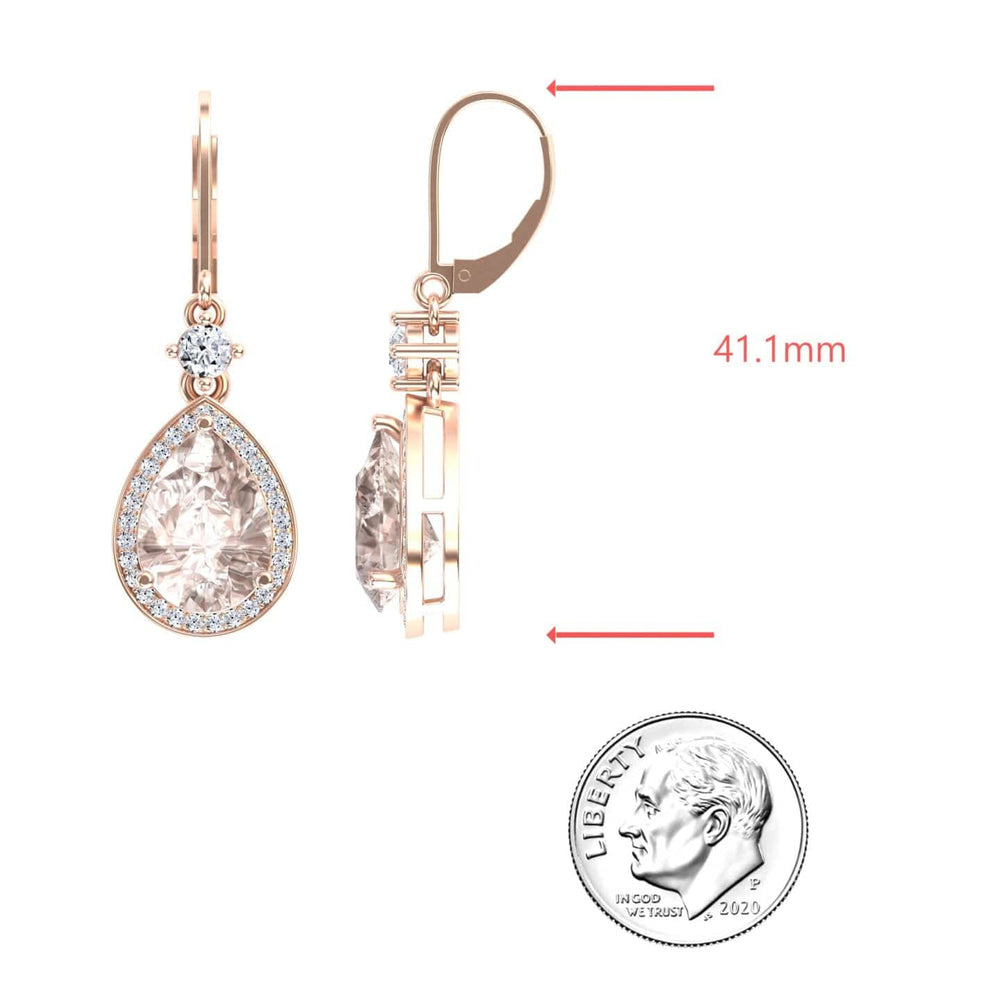 Morganite & Diamond Halo Earrings - Ana