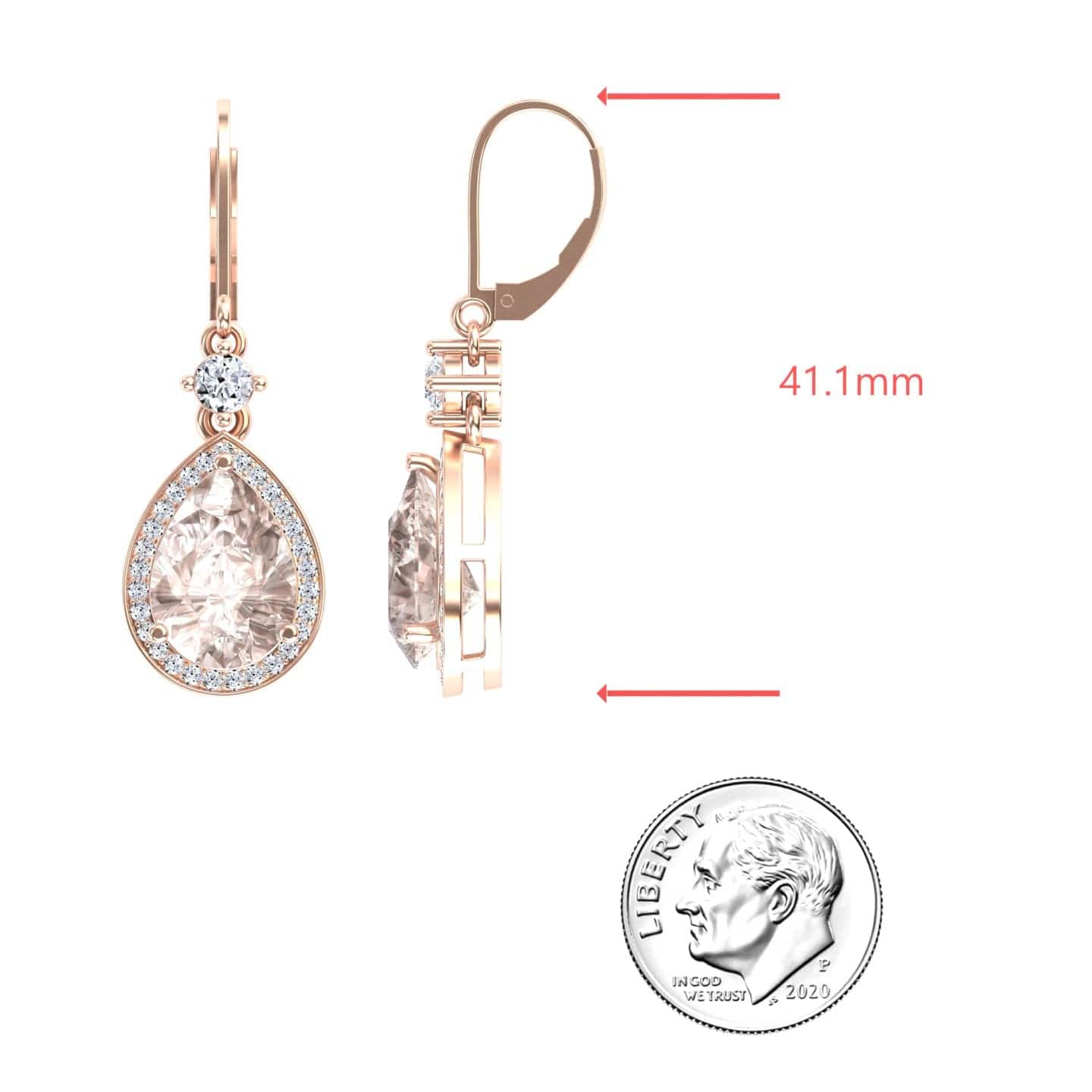 Morganite & Diamond Halo Earrings - Ana
