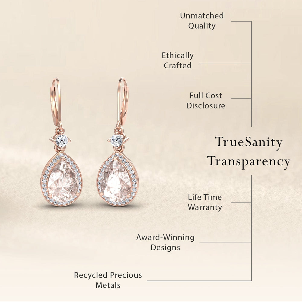 Morganite & Diamond Halo Earrings - Ana