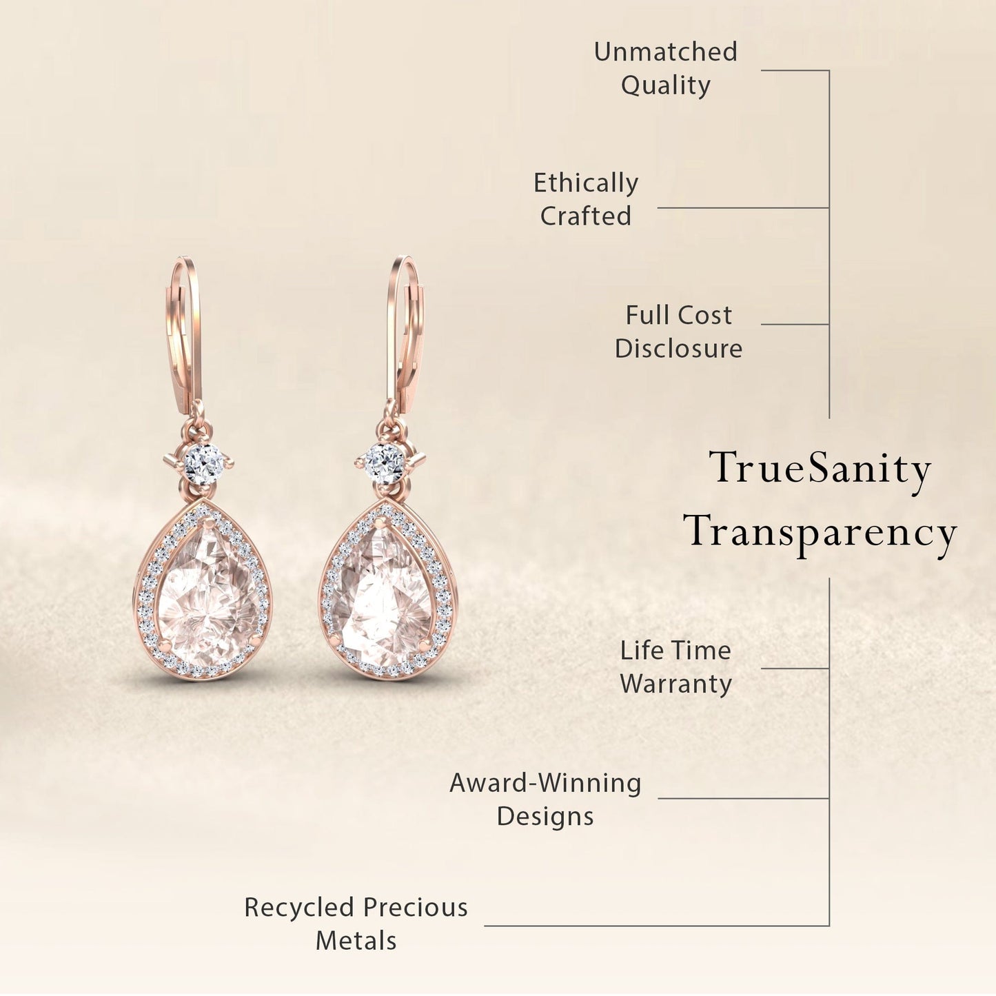 Morganite & Diamond Halo Earrings - Ana