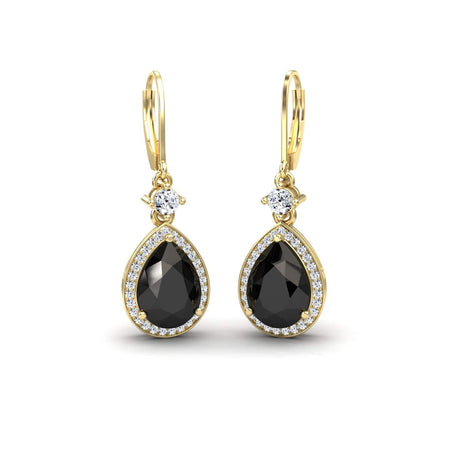 Black Onyx & Diamond Halo Earrings - Ana
