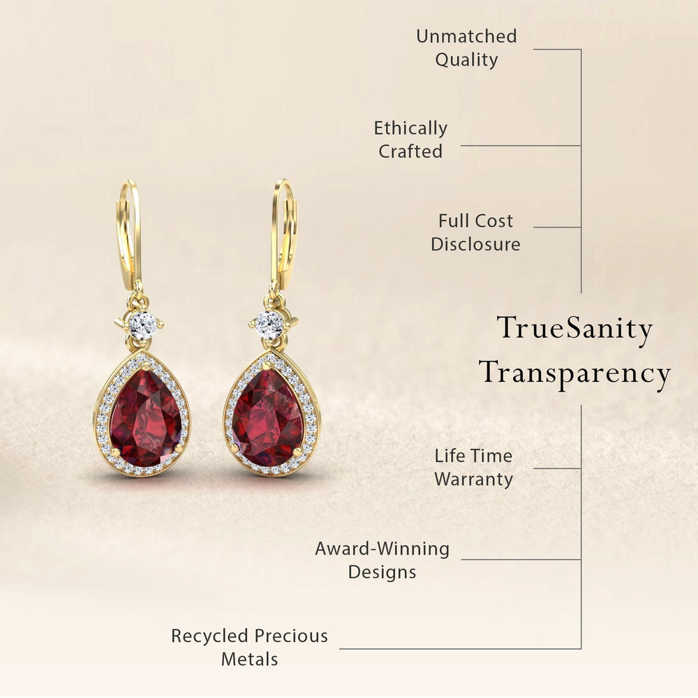 Lab Grown Ruby & Diamond Halo Earring - Ana