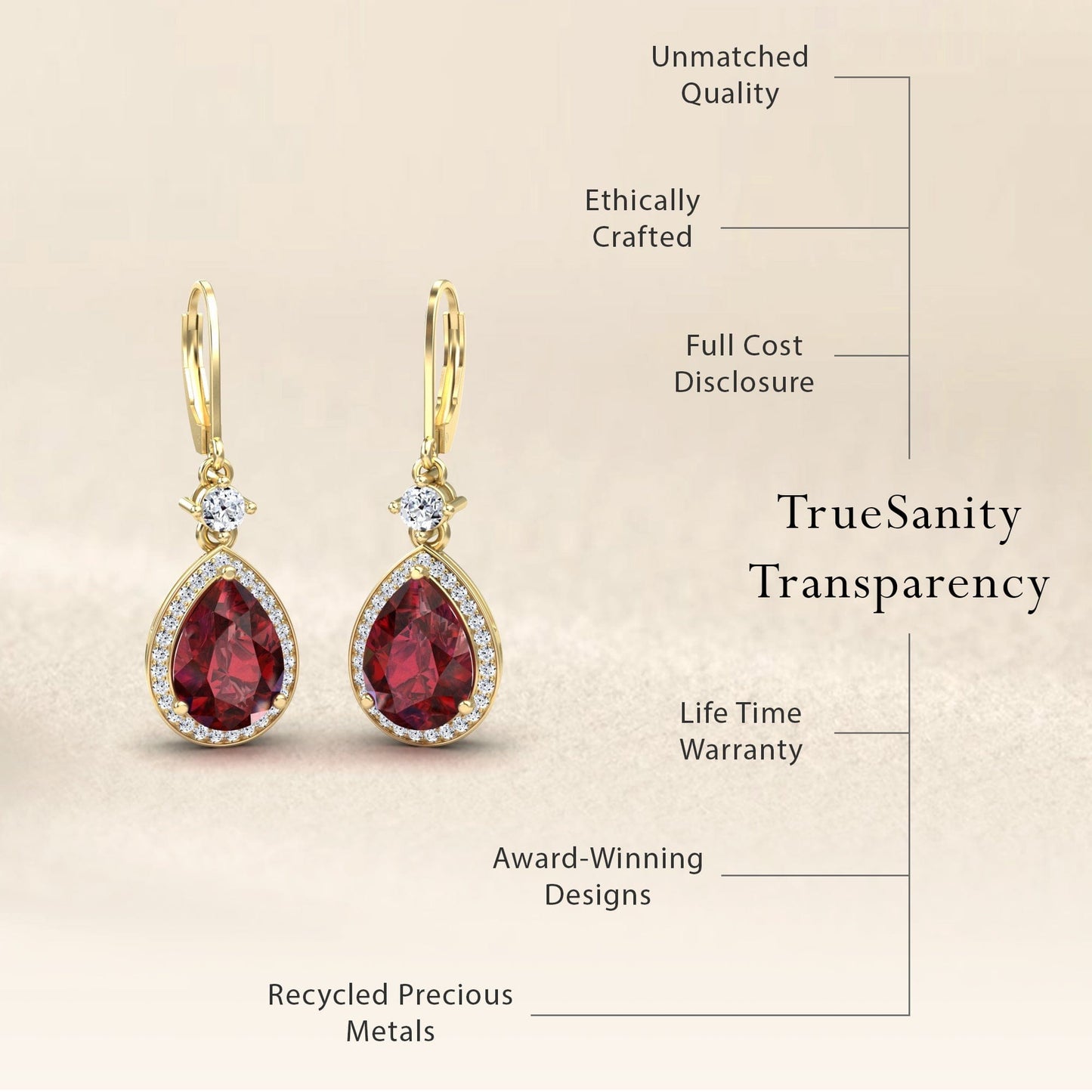 Lab Grown Ruby & Diamond Halo Earring - Ana