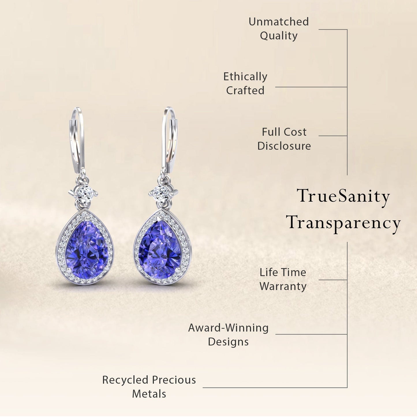 Tanzanite & Diamond Halo Earrings- Ana