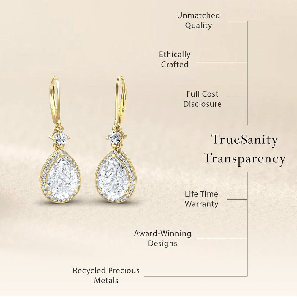 Lab Grown Moissanite & Diamond Halo Earrings - Ana