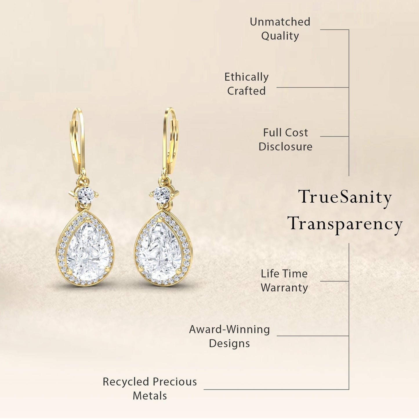 Lab Grown Moissanite & Diamond Halo Earrings - Ana