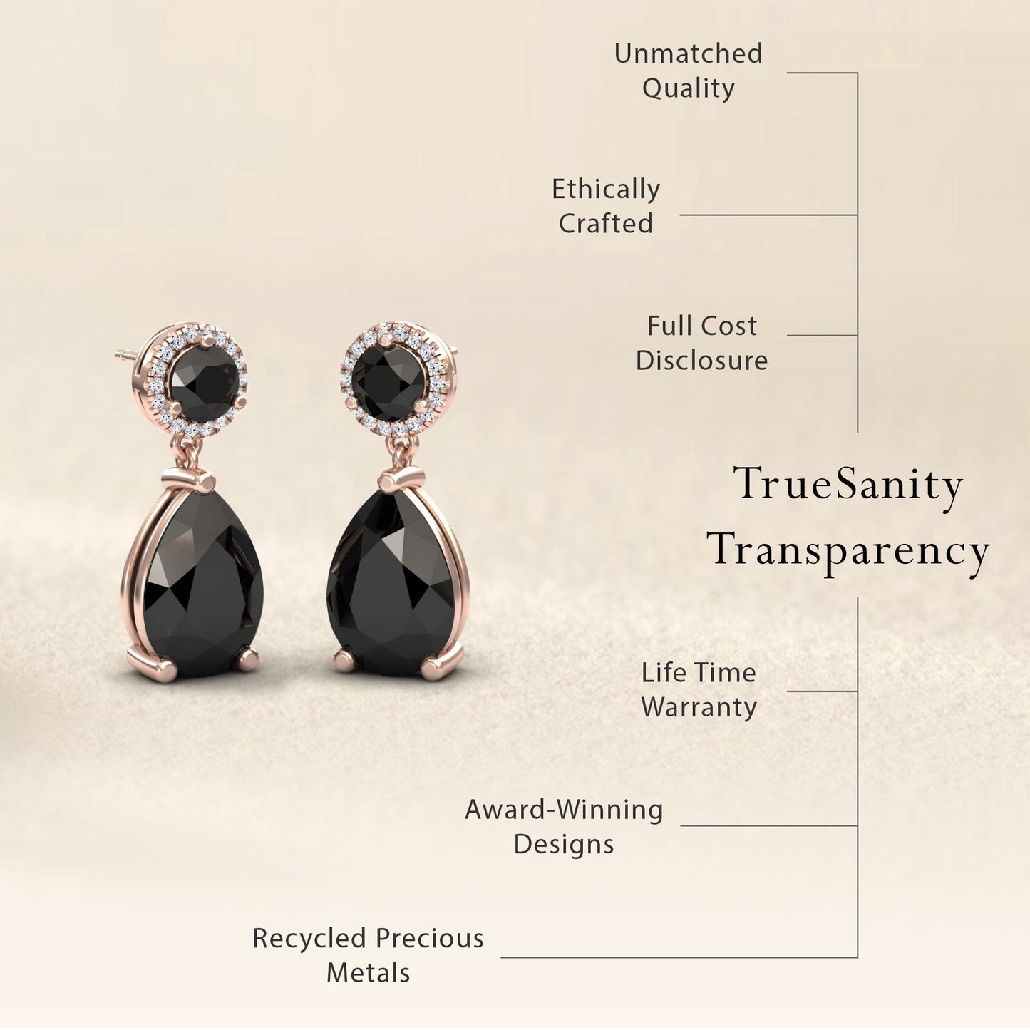 Black & White Diamond Drop Earrings - Celia