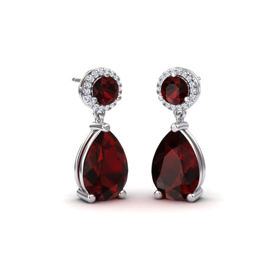 Garnet & Diamond Drop Earrings