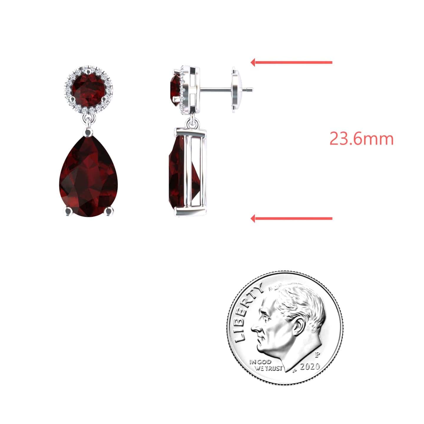 Garnet & Diamond Drop Earrings - Celia