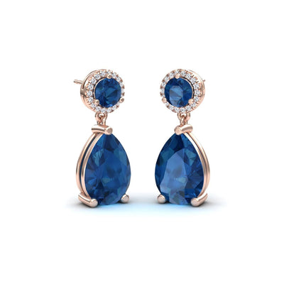 London Blue Topaz & Diamond Drop Earrings