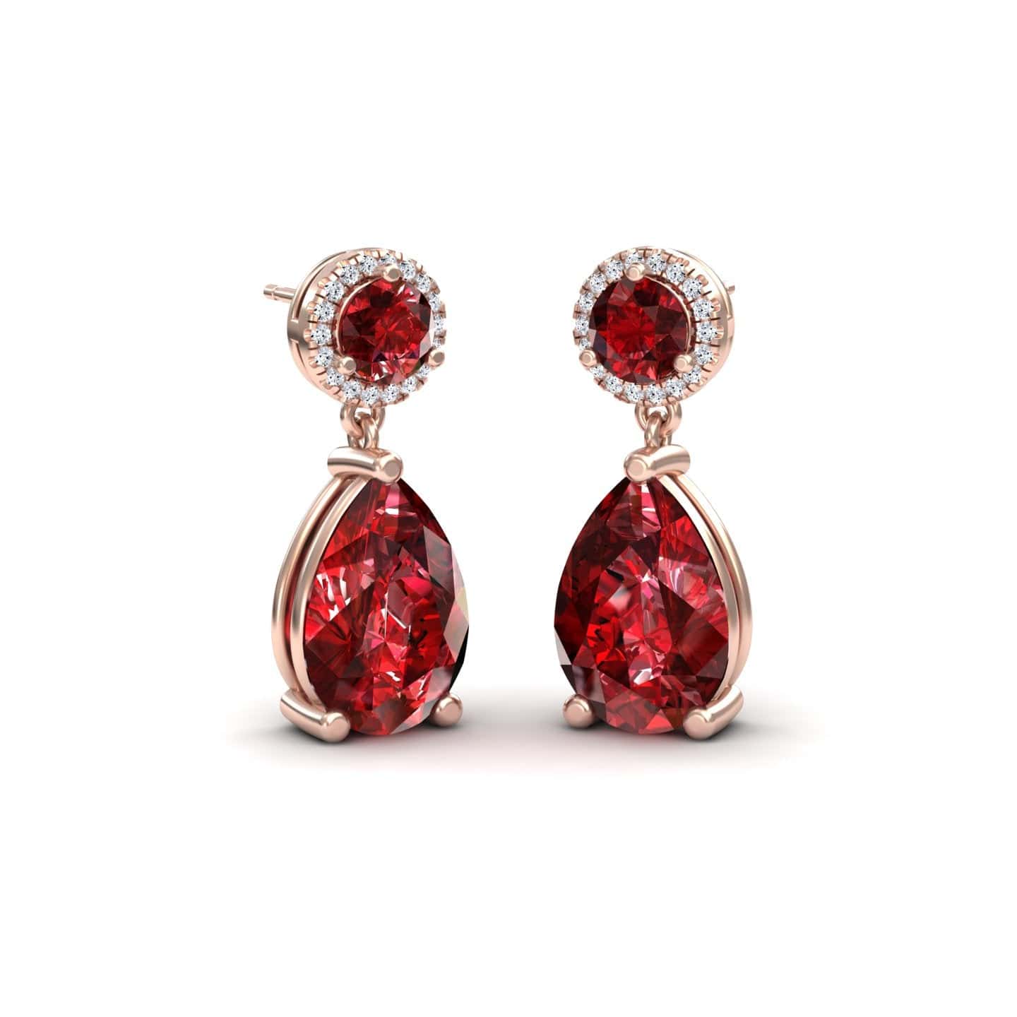 Lab Grown Ruby & Diamond Drop Earrings - Celia