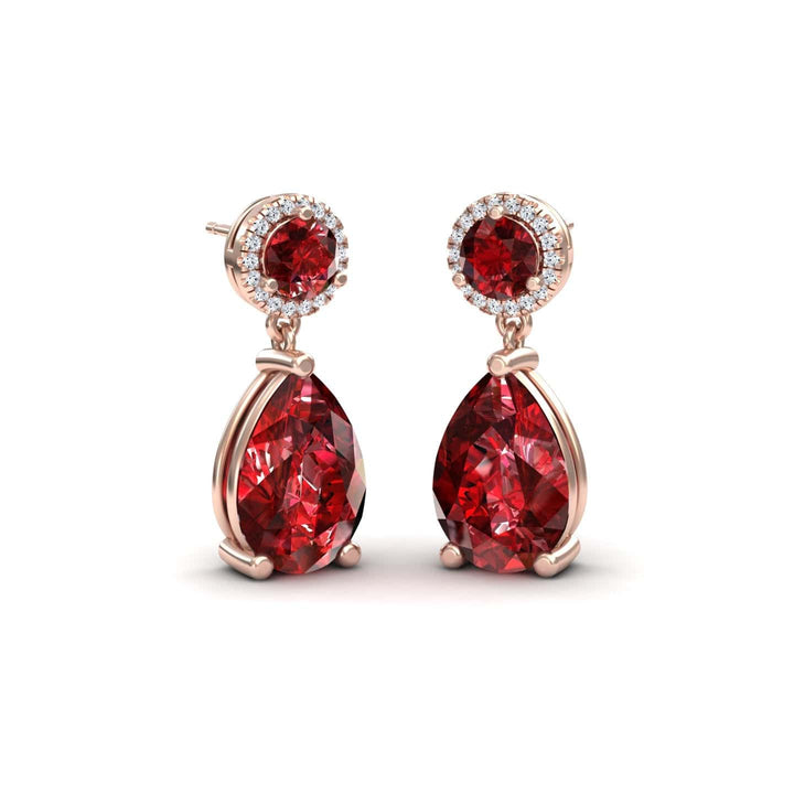 Lab Grown Ruby & Diamond Drop Earrings - Celia