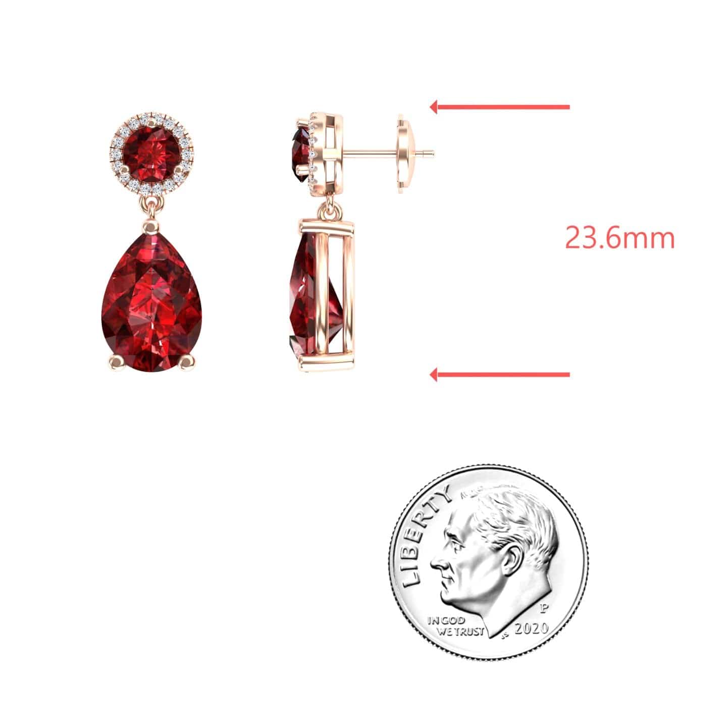 Lab Grown Ruby & Diamond Drop Earrings - Celia