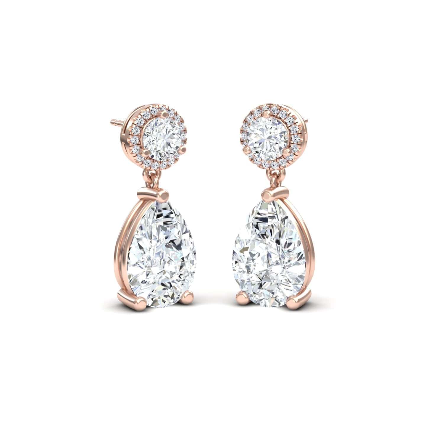 Moissanite & Diamond Drop Earrings - Celia