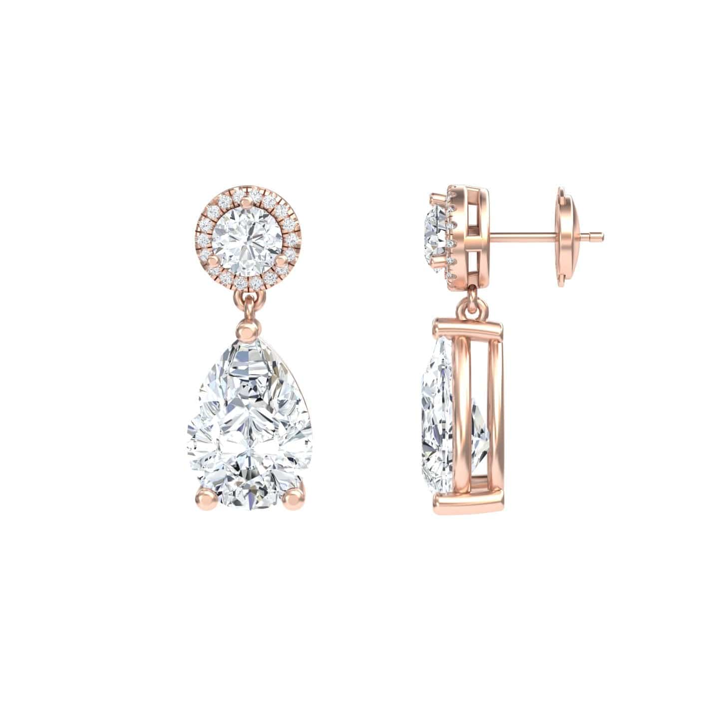 Moissanite & Diamond Drop Earrings - Celia