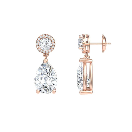 Moissanite & Diamond Drop Earrings - Celia