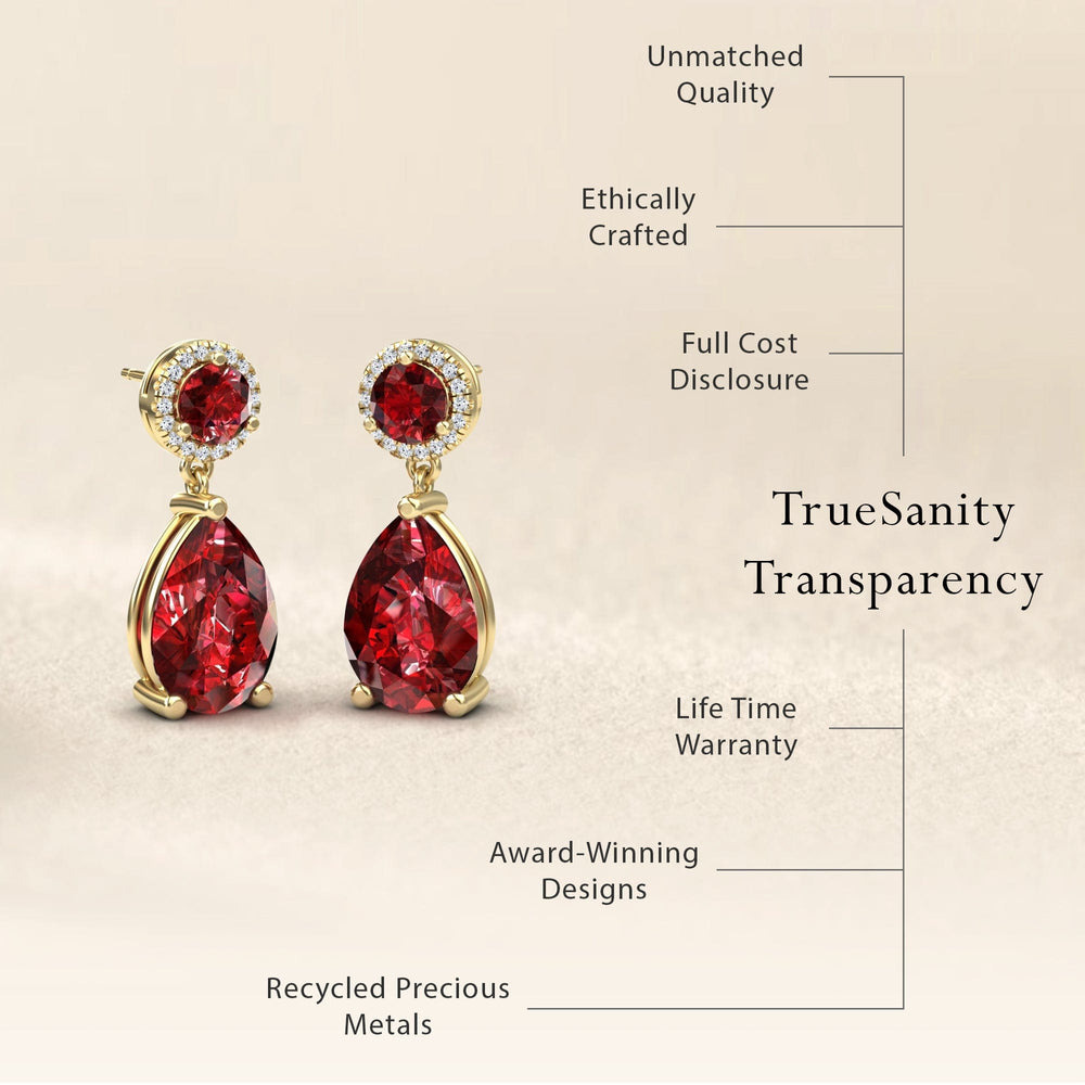 Lab Grown Ruby & Diamond Drop Earrings - Celia