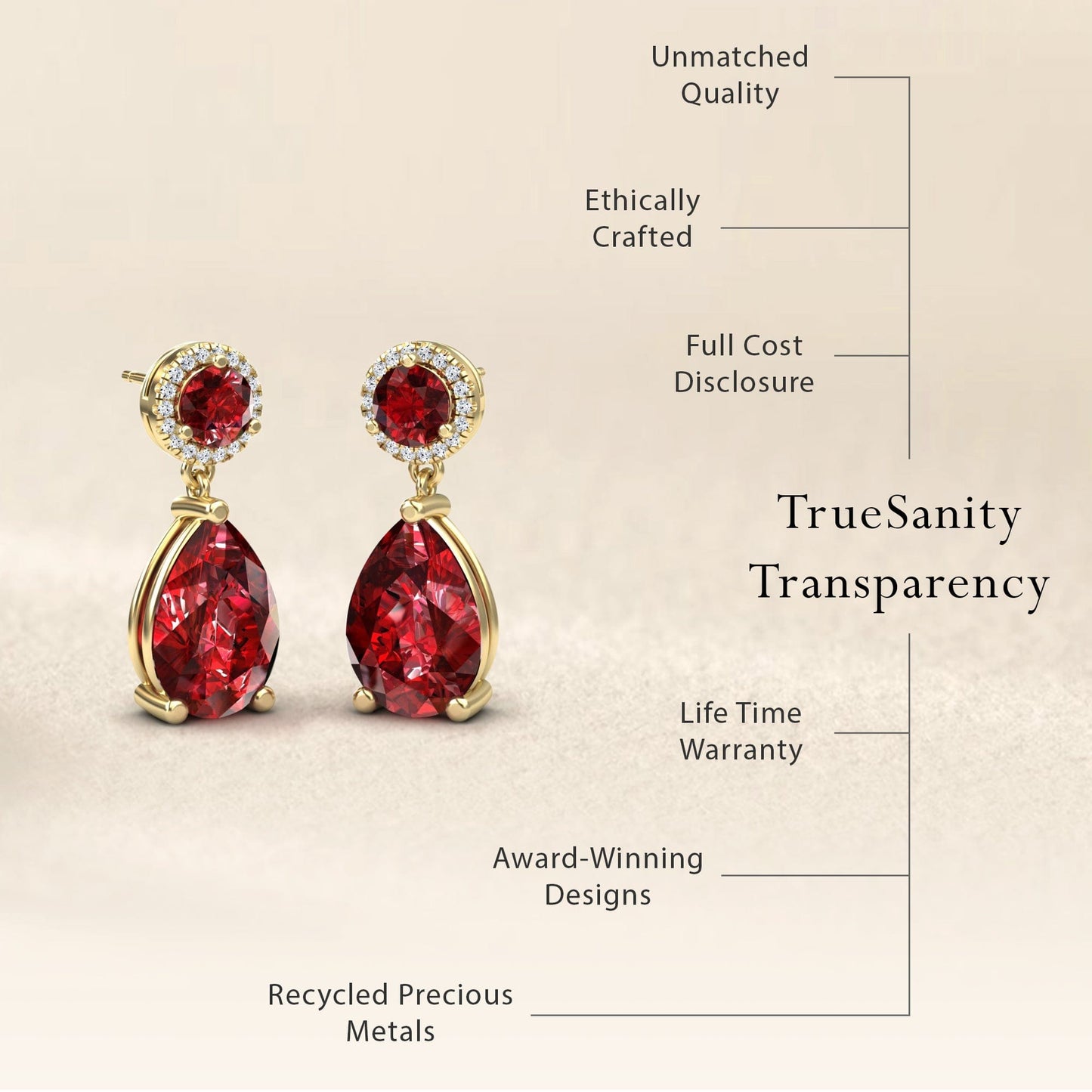 Lab Grown Ruby & Diamond Drop Earrings - Celia