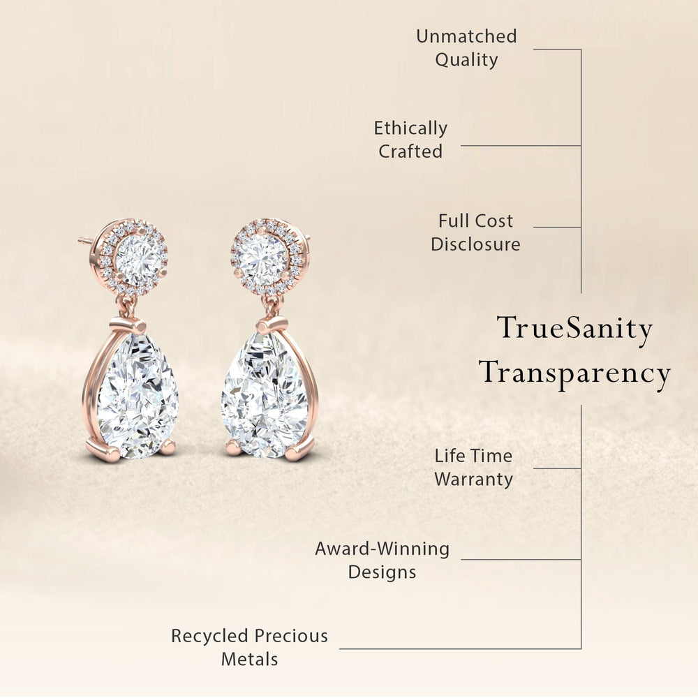 Moissanite & Diamond Drop Earrings - Celia