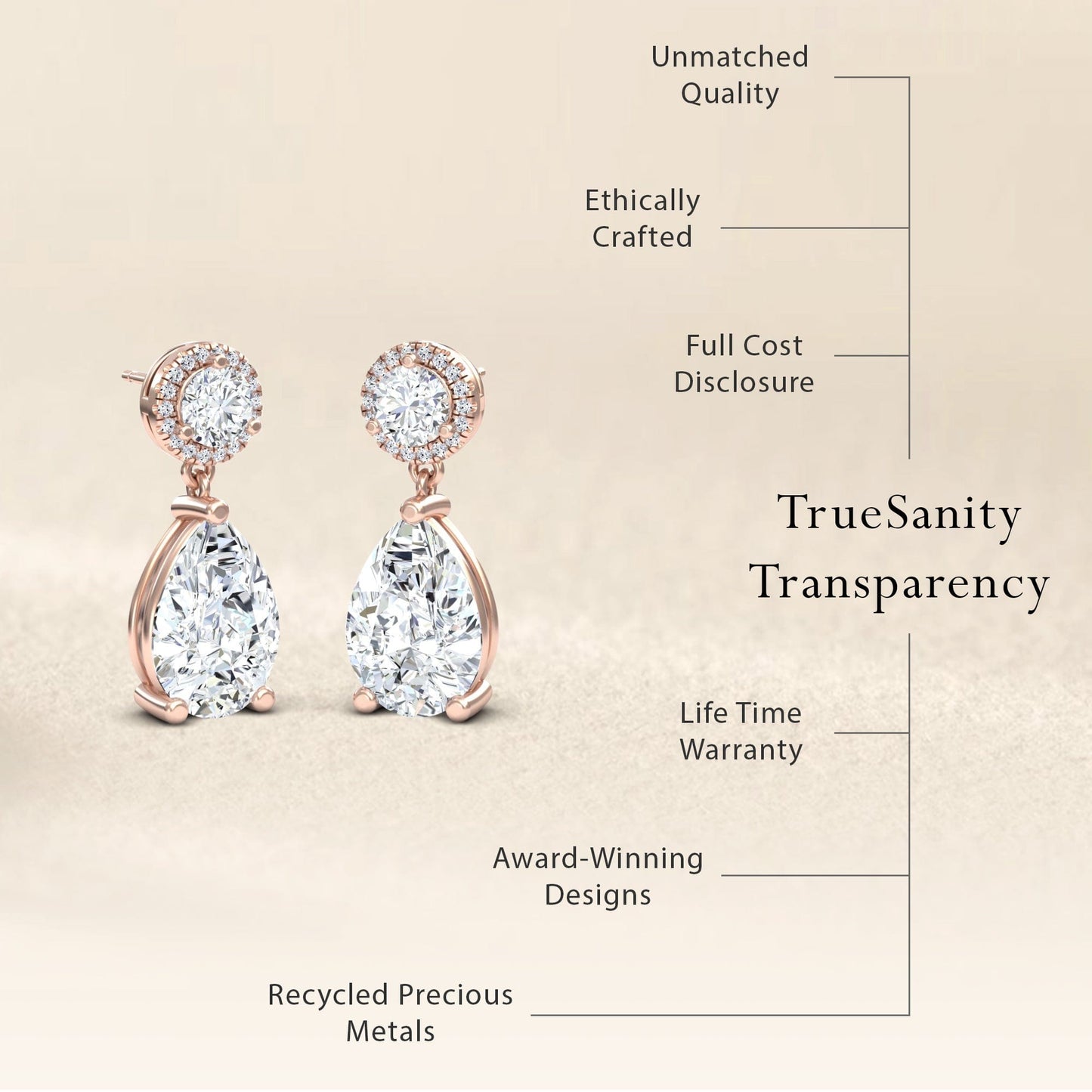 Moissanite & Diamond Drop Earrings - Celia
