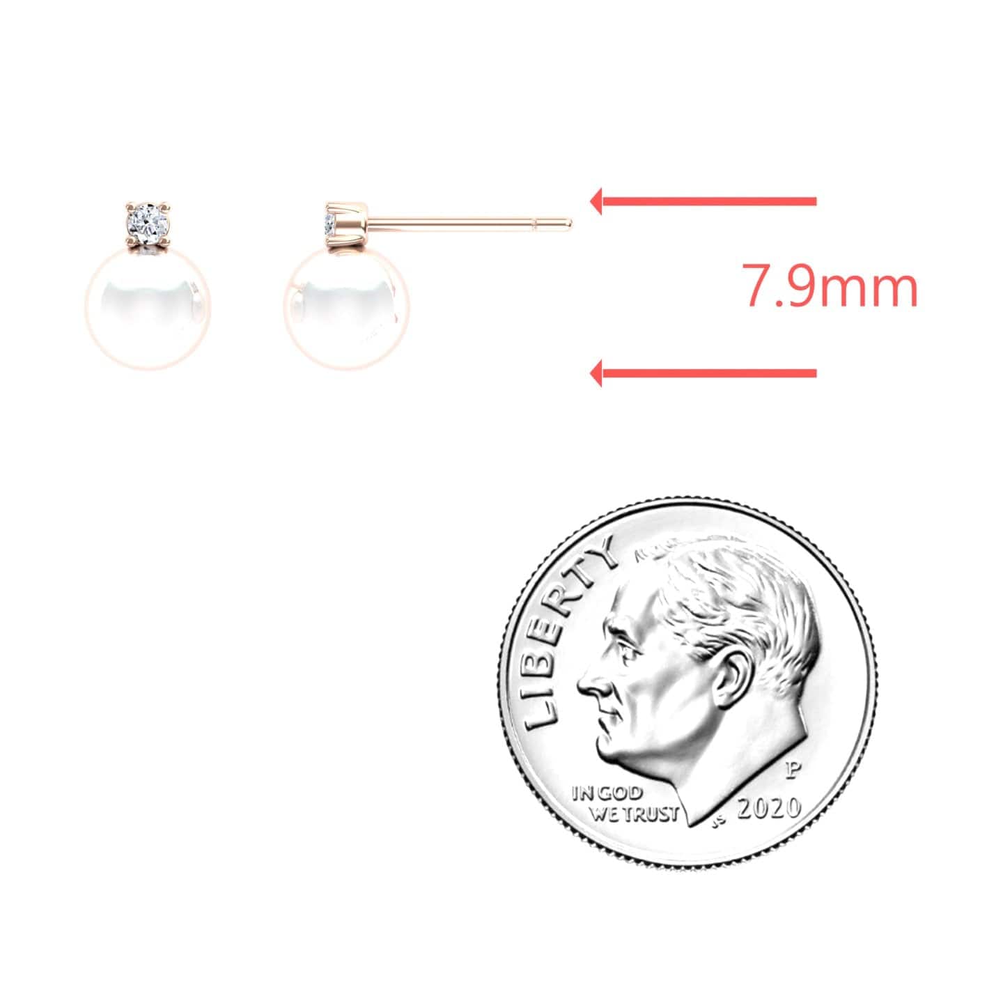 White Akoya Pearl & Diamond Stud Earrings - Daisy