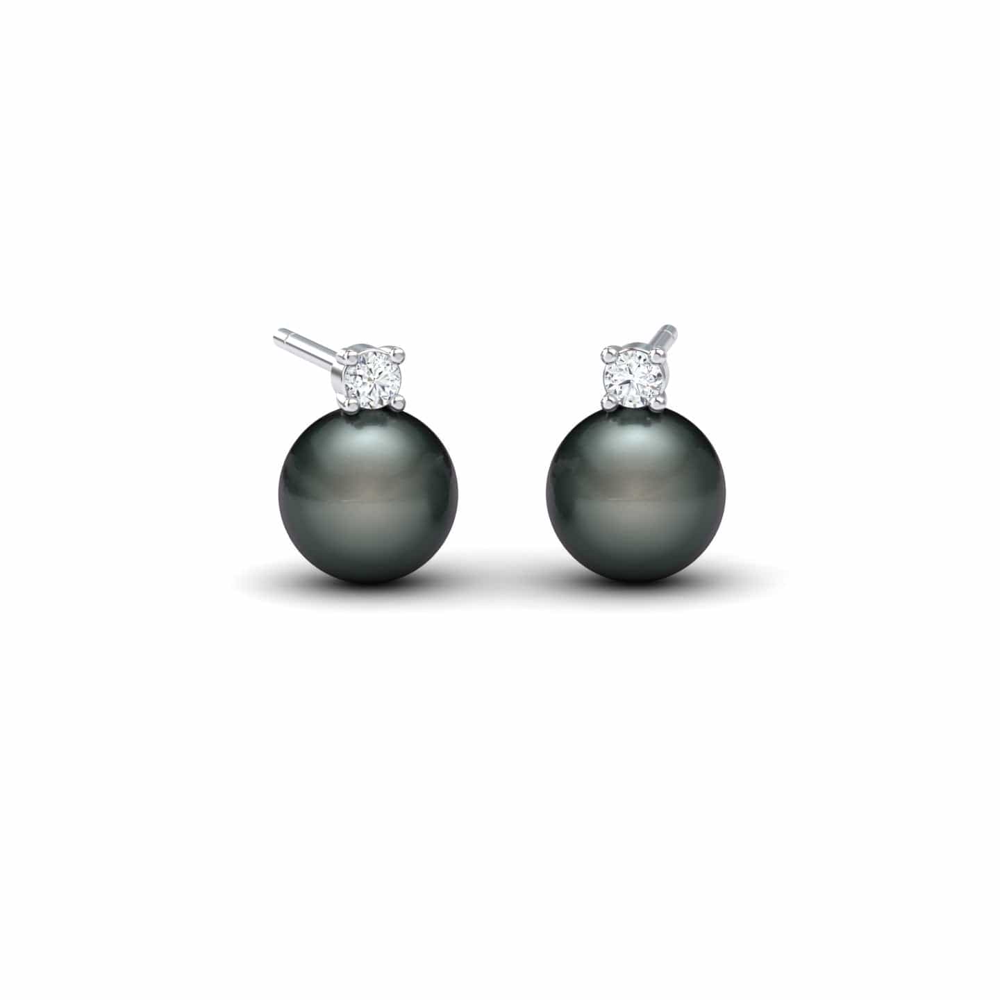 Tahitian Pearl & Diamond Stud Earrings - Daisy