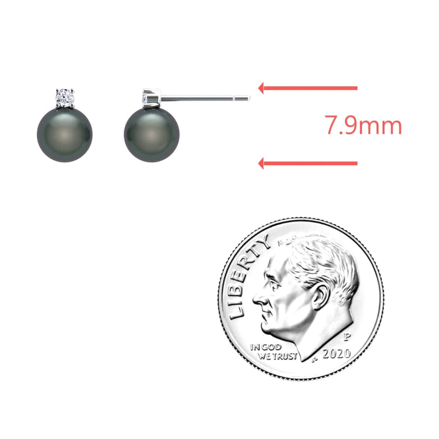 Tahitian Pearl & Diamond Stud Earrings - Daisy