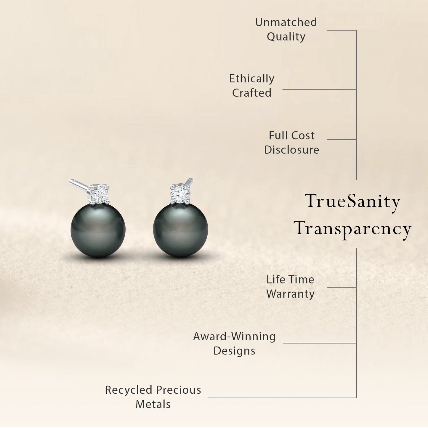 Tahitian Pearl & Diamond Stud Earrings - Daisy
