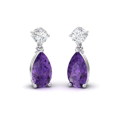 Amethyst & Diamond Drop Earrings